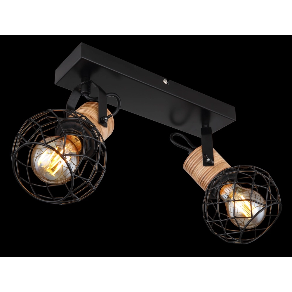 Wall lamp Lacky 2-light black Globo 9007371417360
