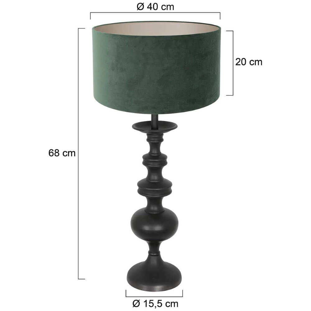 Classic table lamp Lyons C with green velvet shade Steinhauer 8712746166781