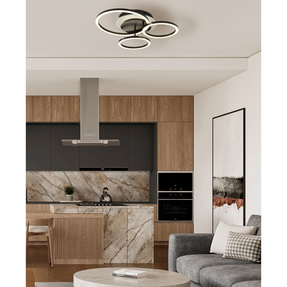 Black ceiling lamp Norberto 3 rings Globo 9007371572830