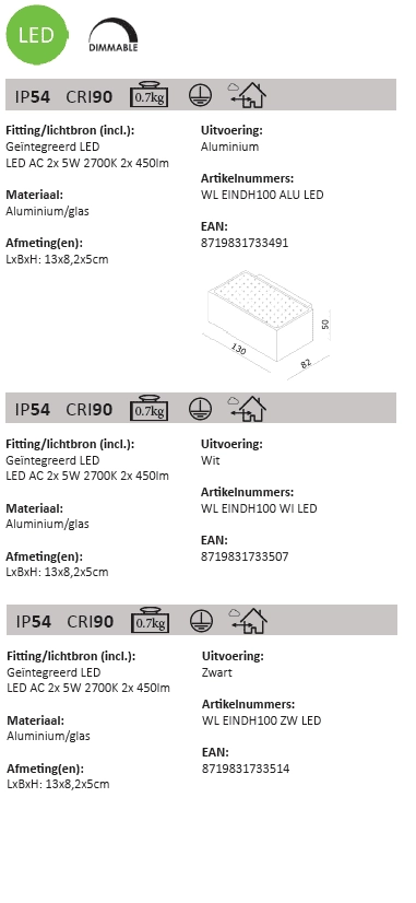 LED facade spotlight Eindh 13cm aluminum Artdelight 8719831733491