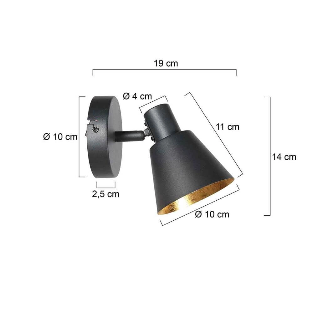 Wall lamp Oeroe black with gold Steinhauer 8712746176322