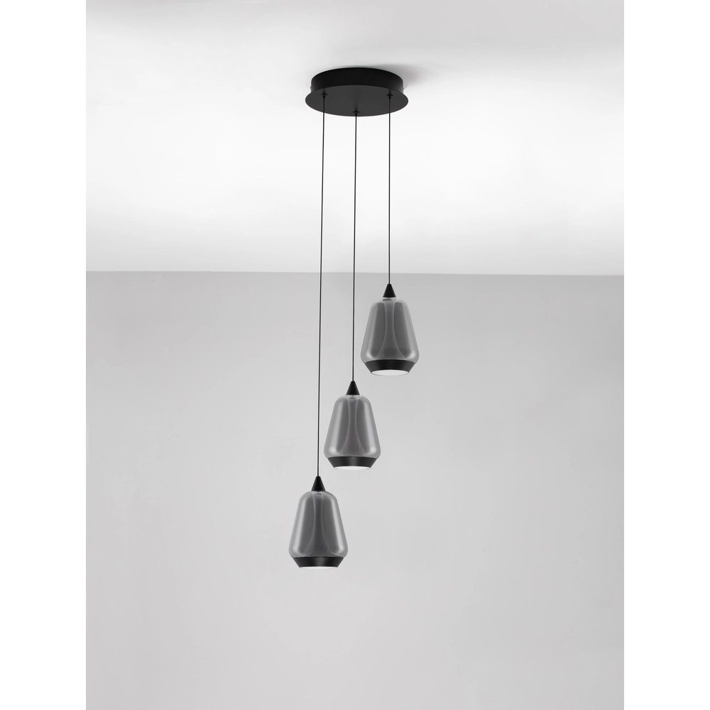 Design pendant lamp Alish 3-light smoke glass Lyora 5212017477705
