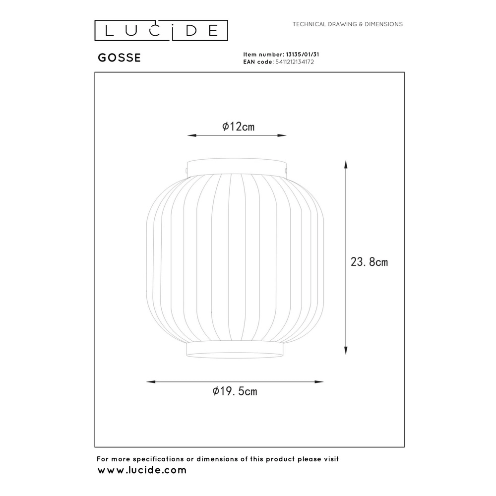 Design ceiling lamp Gosse Gold with white Lucide 5411212134172