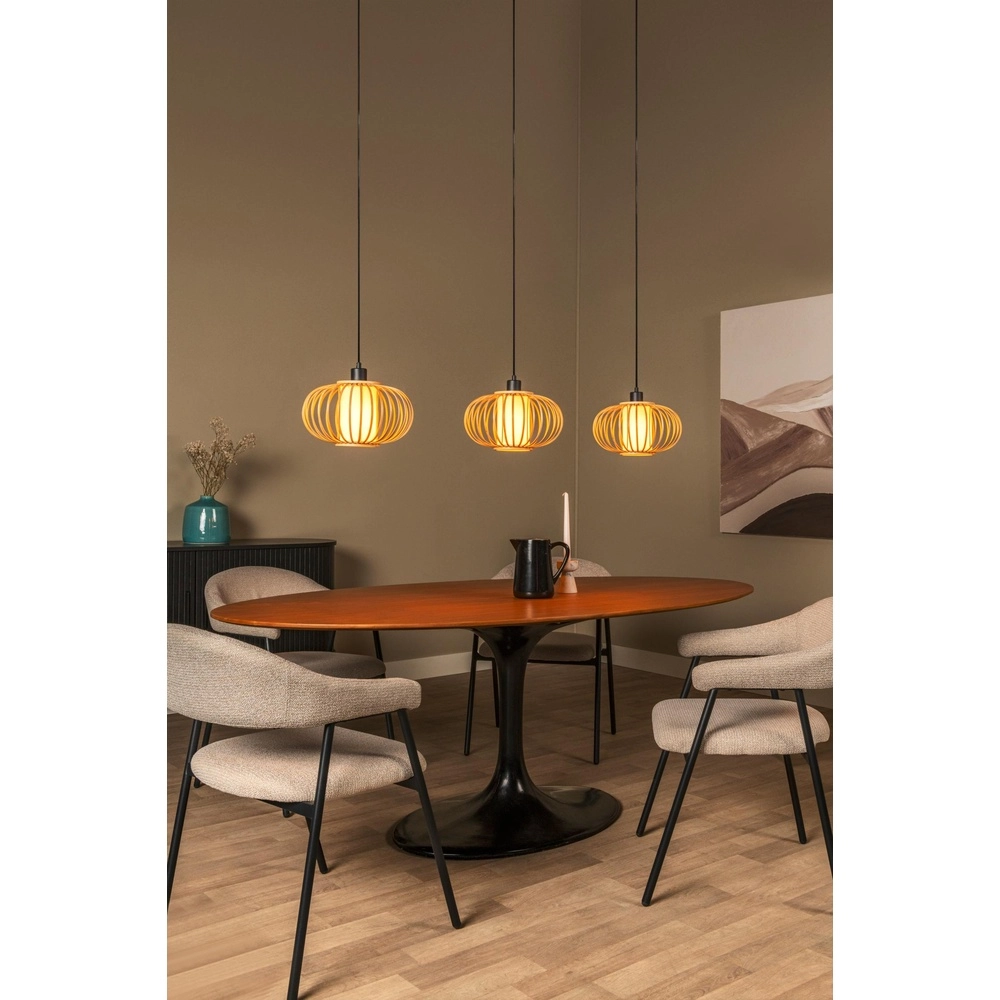 Pendant lamp Thuline 3-light wood look Lucide 5411212051790