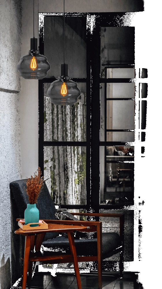 Hanging lamp black Porto with Ball smoke glass - Ø 24cm Masterlight 8718121269283