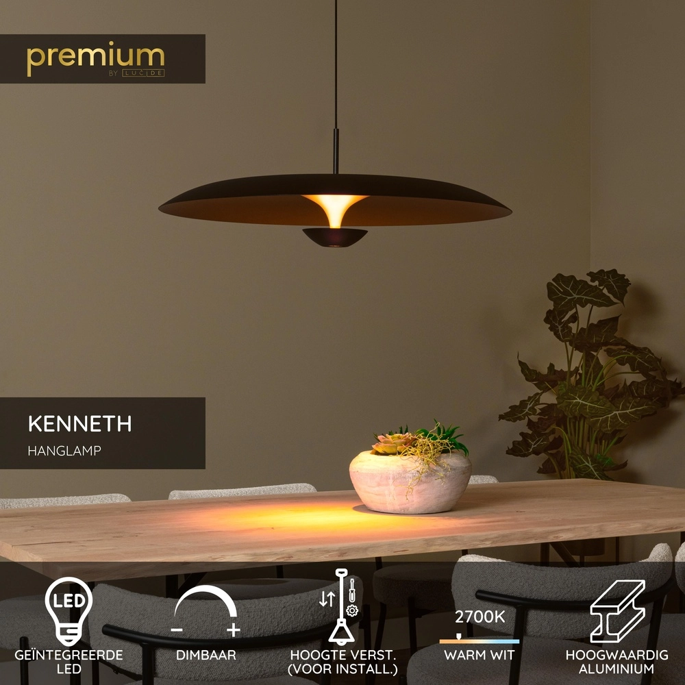 Design pendant lamp Kenneth black Ø 80cm Premium by Lucide 5411212410450