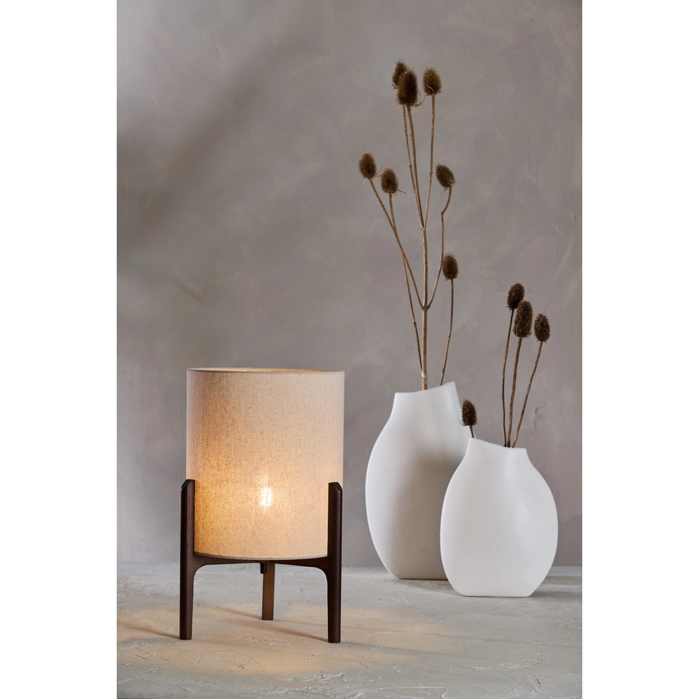 Table lamp Litto Ø 28cm - walnut with natural linen Light & Living 8717807792695