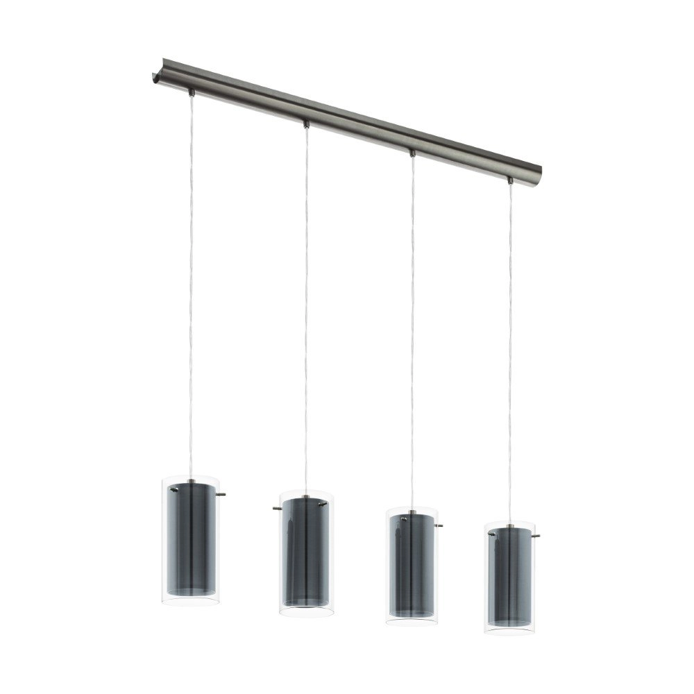 Dining room hanging lamp Pinto Textil 4-light with smoke glass