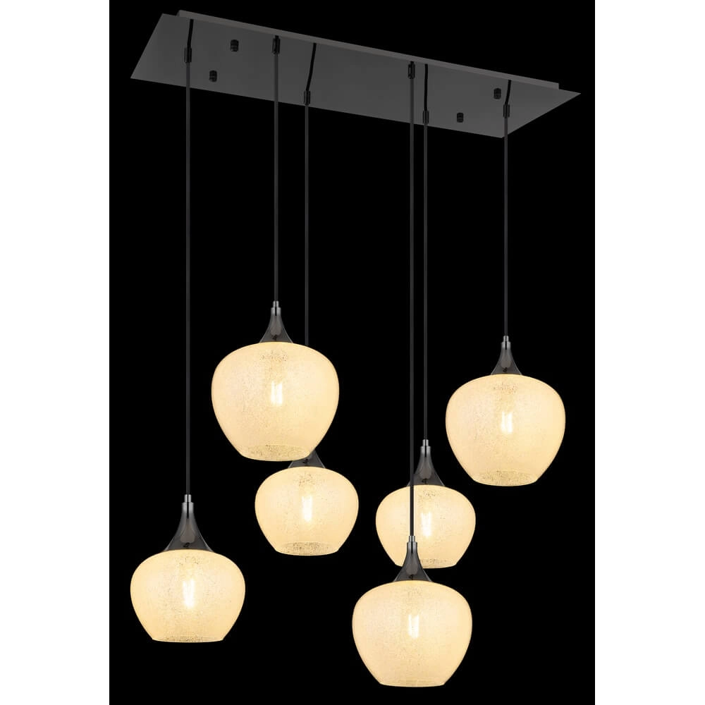 Anthracite pendant lamp Maxy with white glass 6-lights Globo 9007371453184