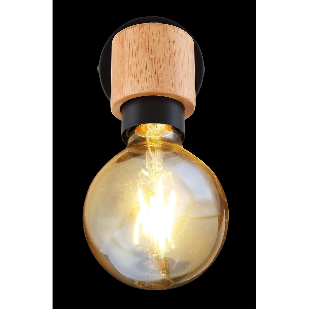 Wall lamp Jorna black with wood Globo 9007371414277