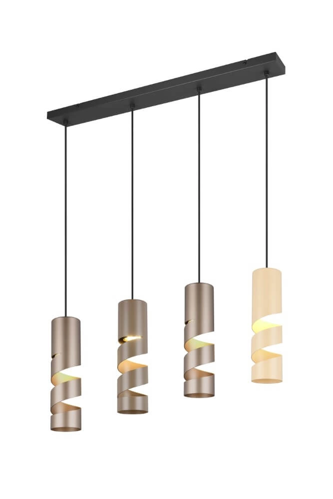 4-light tube pendant lamp Stream brown tones