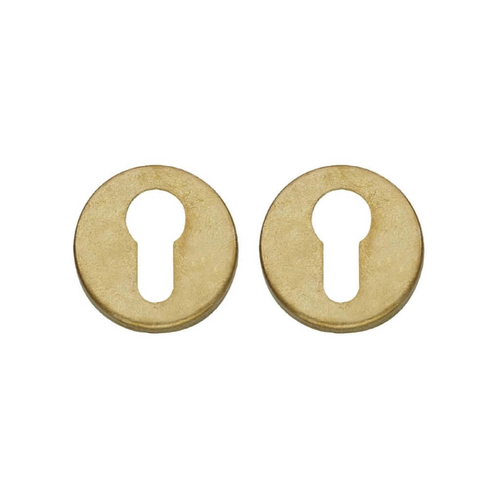 Set of 2 Cylinder Rosettes Tira Tumbled round brass