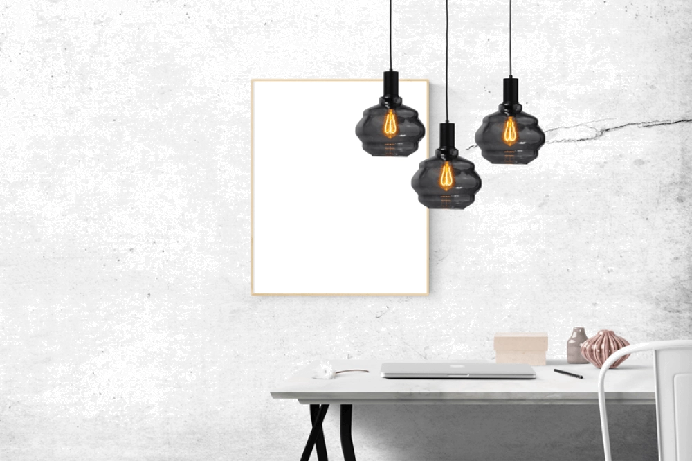 Hanging lamp black Porto with Ball smoke glass - Ø 24cm Masterlight 8718121269283