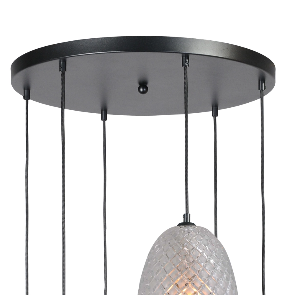 Black hanging lamp Pineapple 6 lights with clear glass Masterlight 8718121216881