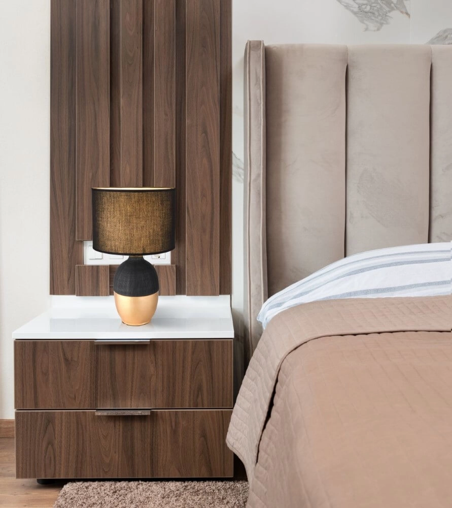 Golden table lamp Valentino with black Globo 9007371441297