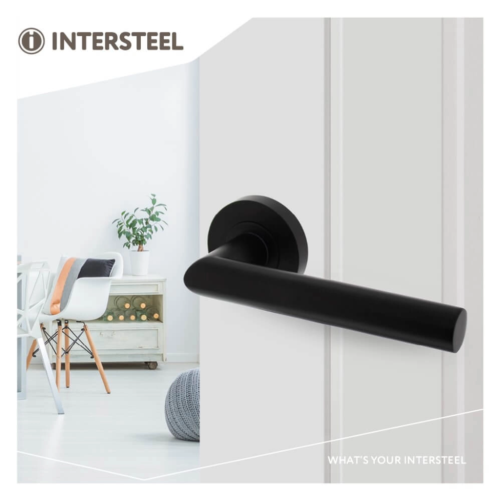 Tight door handle Bastian on rosette black Intersteel 8714186470626