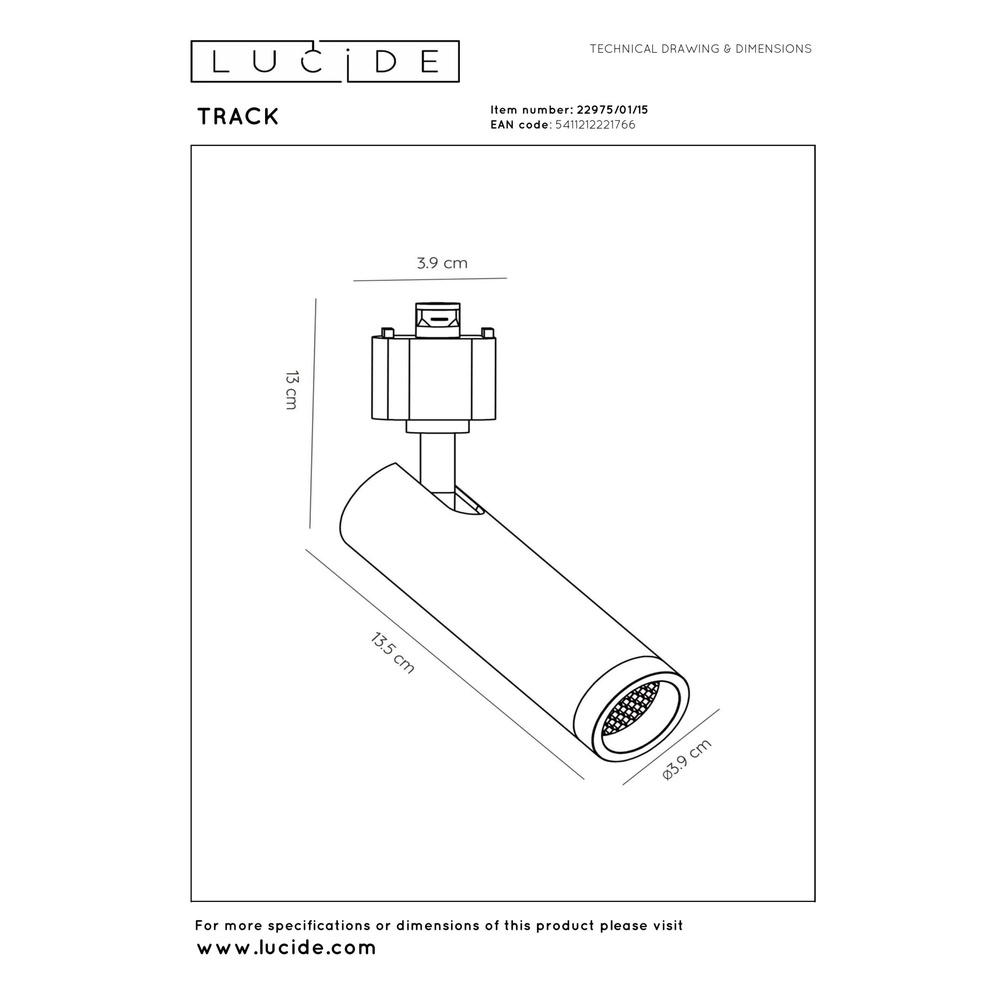 Rail spot Track Grado 1-phase metallic grey Lucide 5411212221766