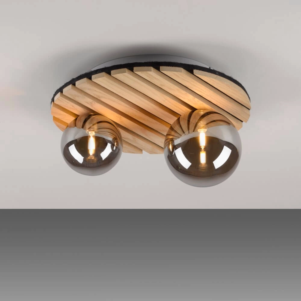 Wooden ceiling lamp Green Stika round Just Light 4043689004231