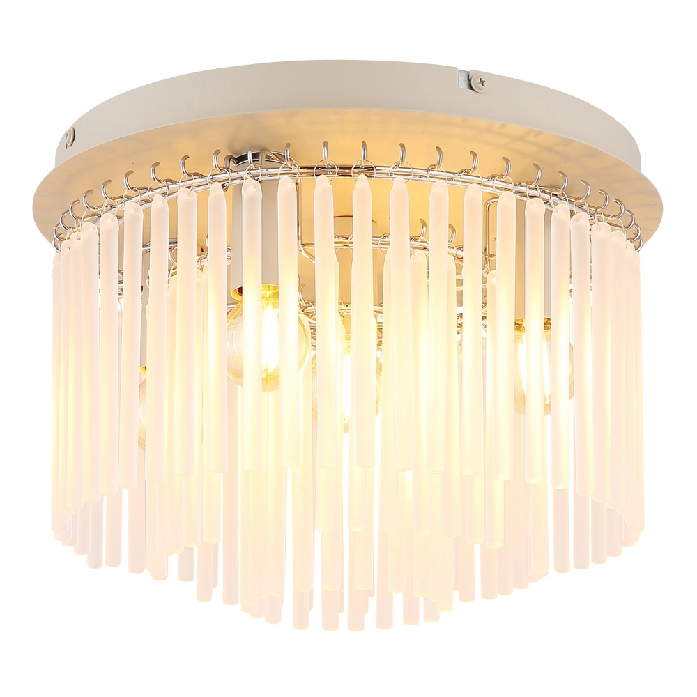 Ceiling lamp Gorley sand brown with glass Ø 32cm