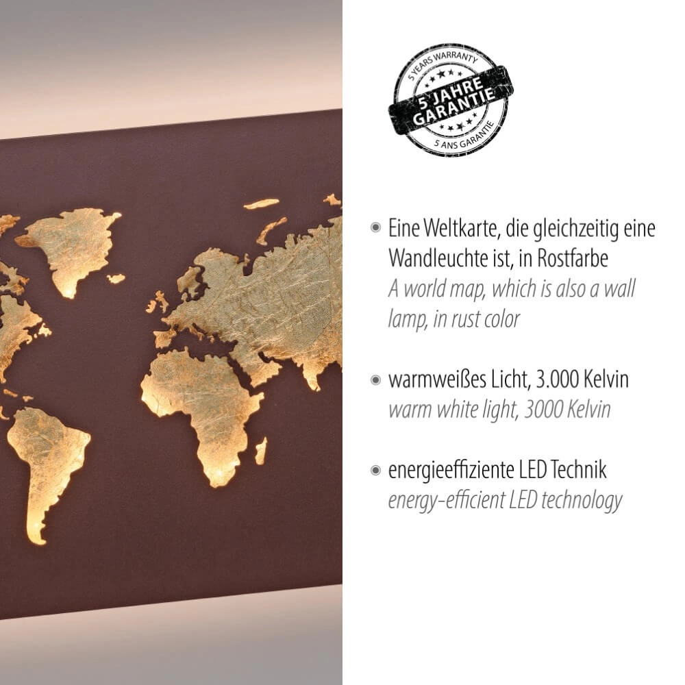 Wall lamp Map rust brown Paul Neuhaus 4012248376034