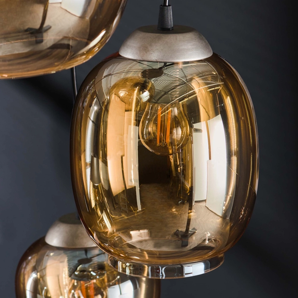Dining table pendant lamp Mix 5x E27 - Ø 43cm - amber glass Lyora 8716803512283