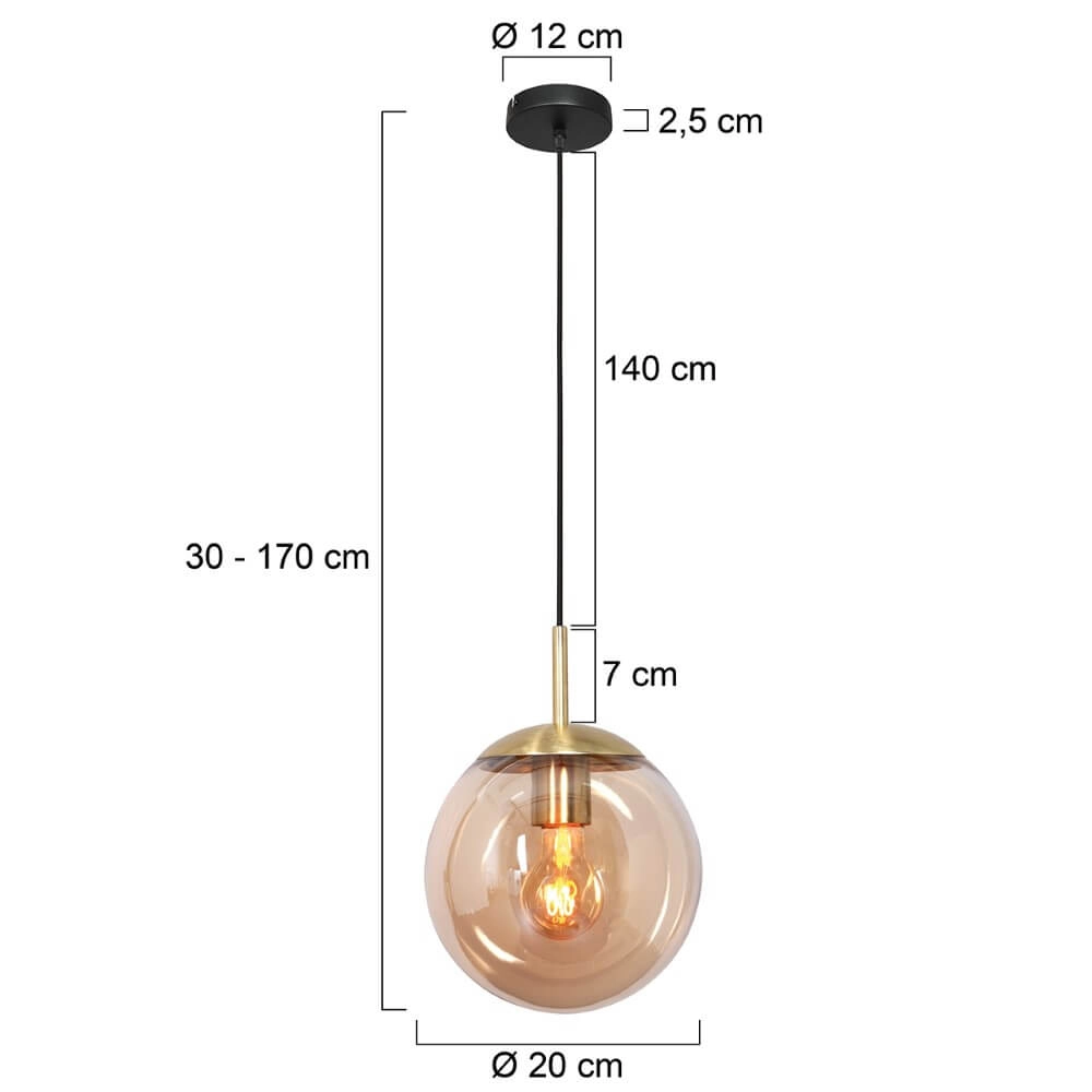 Gold glass hanging lamp Bolique Ø 20cm Steinhauer 8712746166354