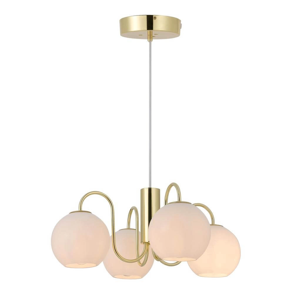 Pendant lamp Franca 4-light brass