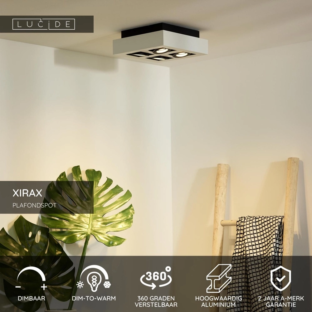 Ceiling spotlight Xirax 4 x 5W white Lucide 5411212092359