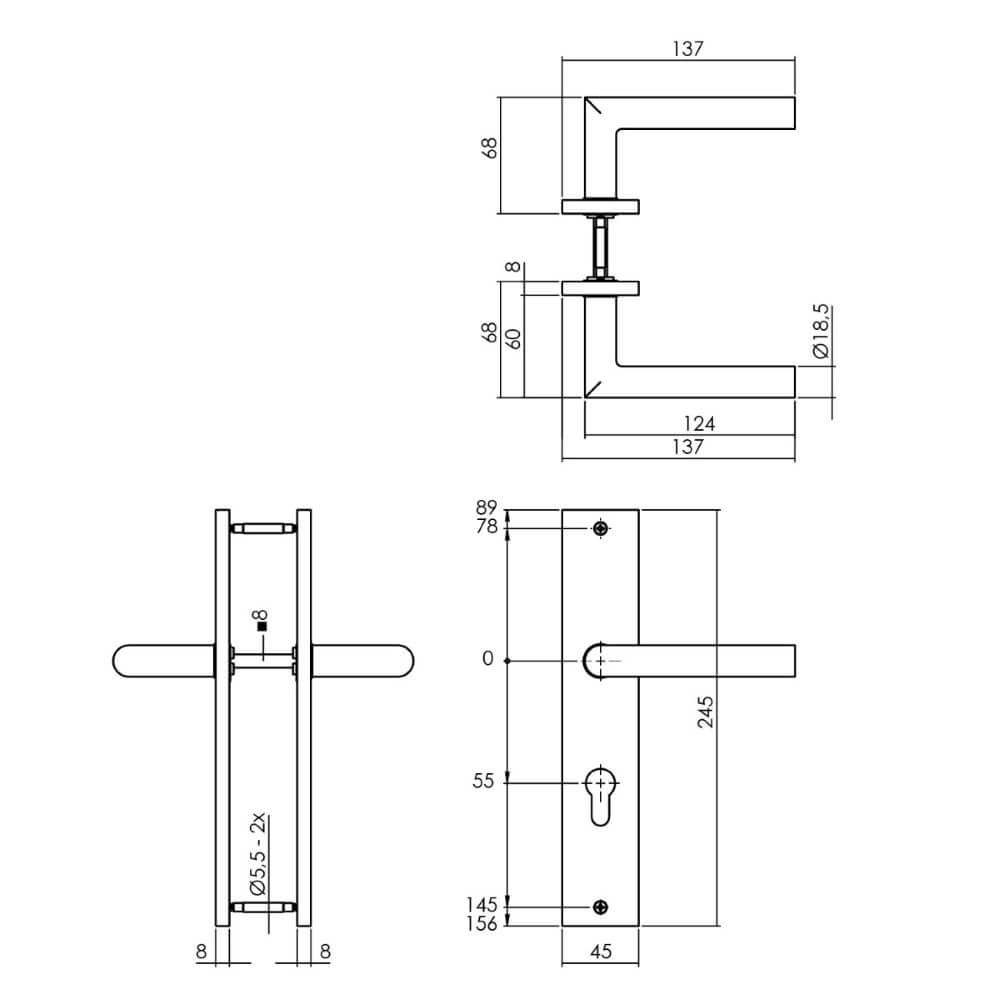 Door handle Bastian PC 55mm black Intersteel 8714186556054