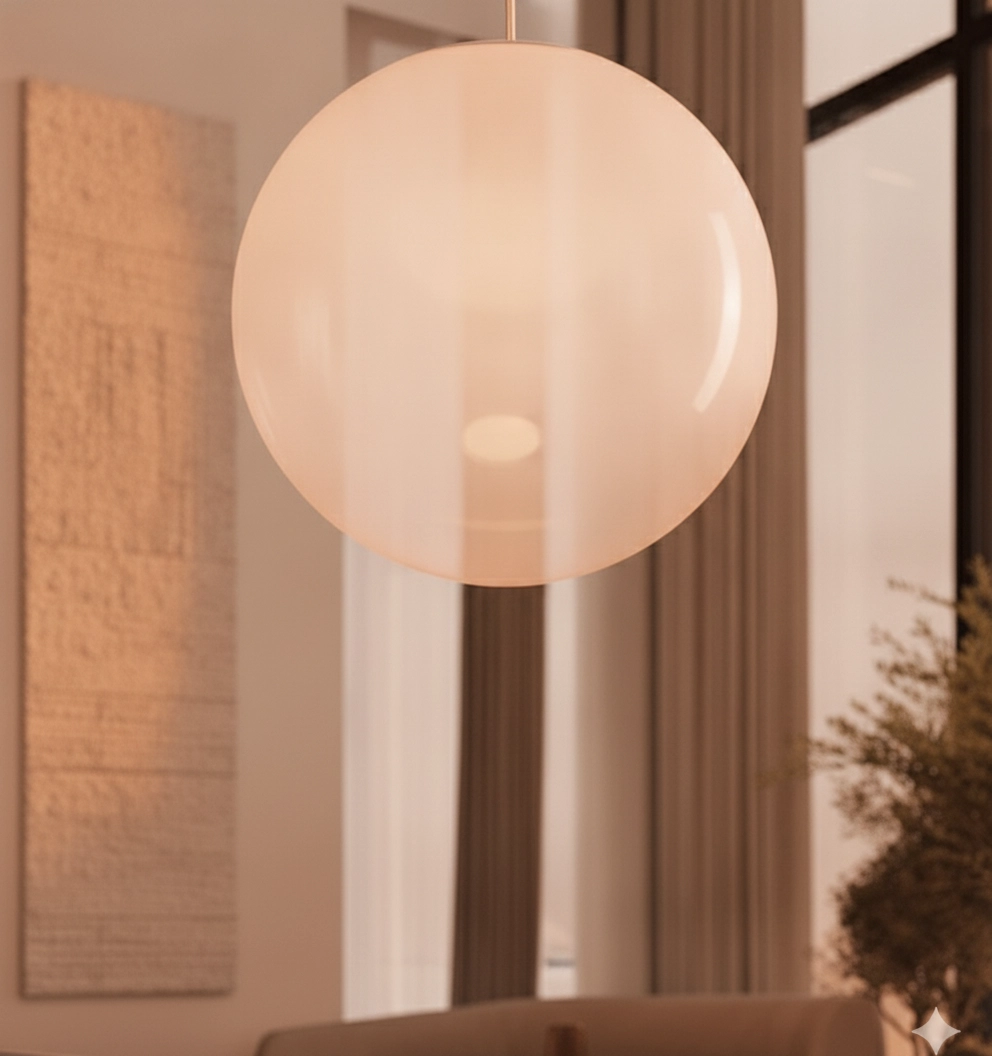 White pendant lamp Bolita bulb Ø 50cm