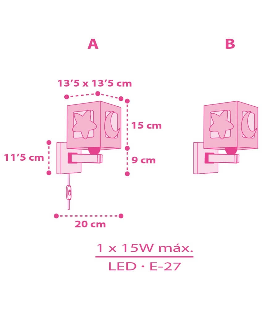 Pink wall lamp Moonlight for children's room Dalber 8420406001920