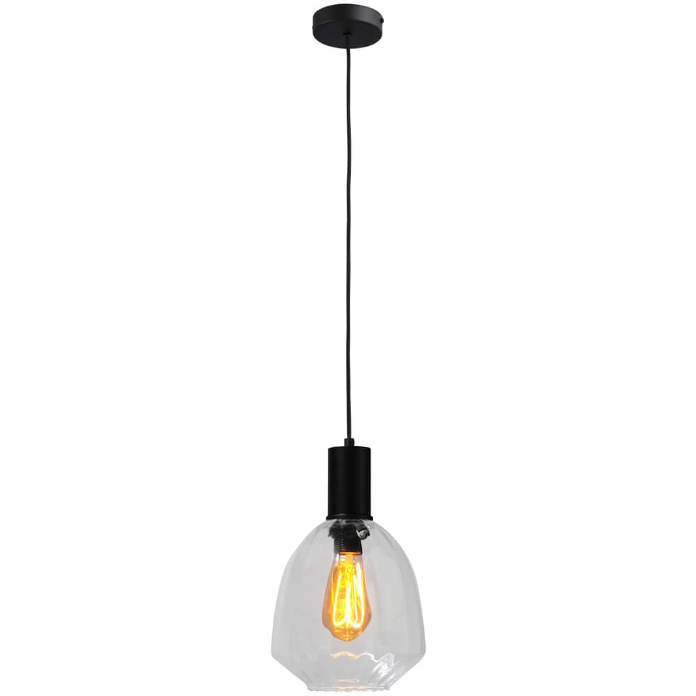 Hanging lamp black Porto with Nicolette clear glass - Ø 20cm Masterlight 8718121269368