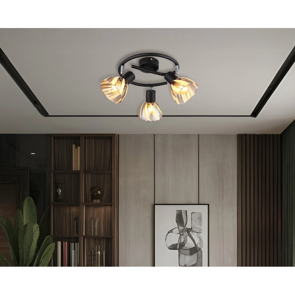 Ceiling lamp 3-lights Zachery Black Globo 9007371525508