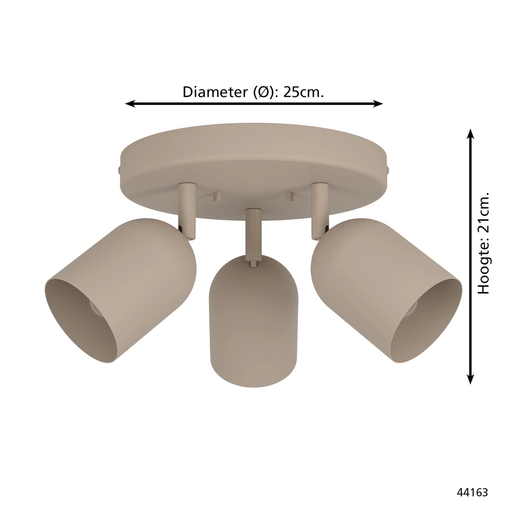 Design ceiling spotlight Tilston 3-light sand brown Eglo 9008606359738