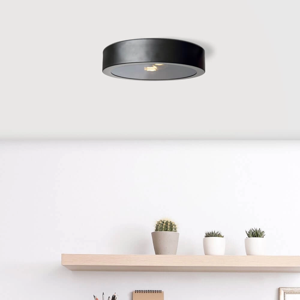 Black ceiling lamp Sandros Ø 31cm with glass Brilliant 4004353409479