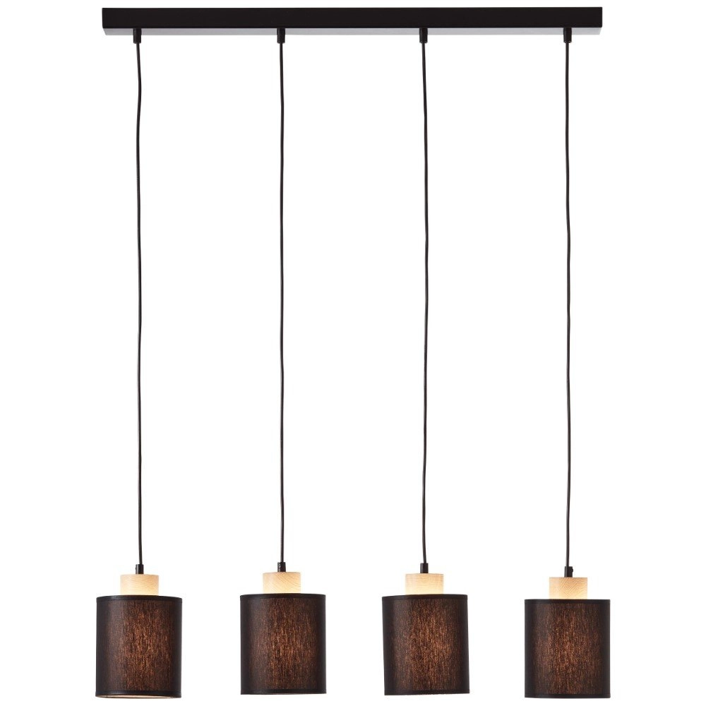 4-light hanging lamp Vonnie black with wood Brilliant 4004353391644