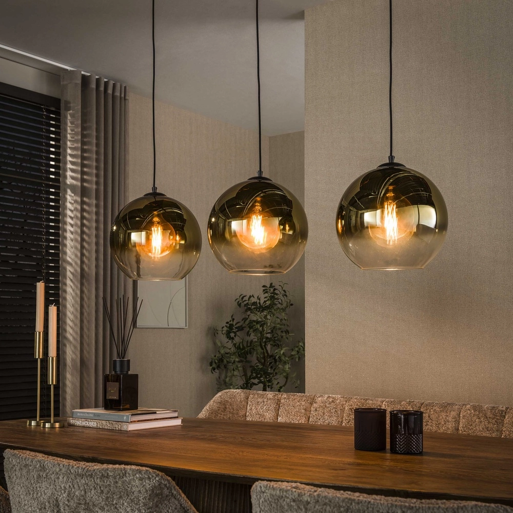 3L pendant light Bubble with gold fading glass