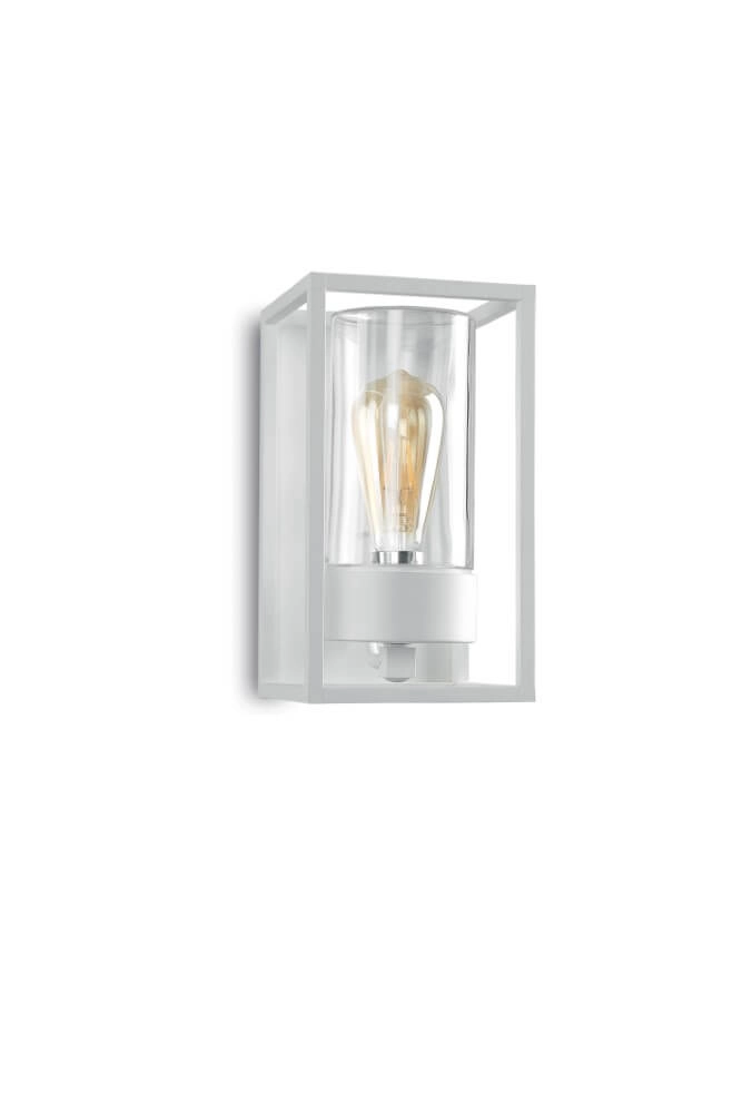 White outdoor lamp Cubic3 transparent glass
