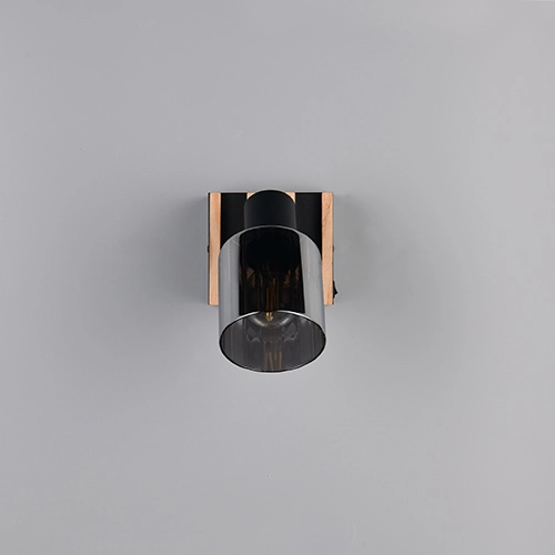 Wall lamp Travia black with wood Trio 4017807682588