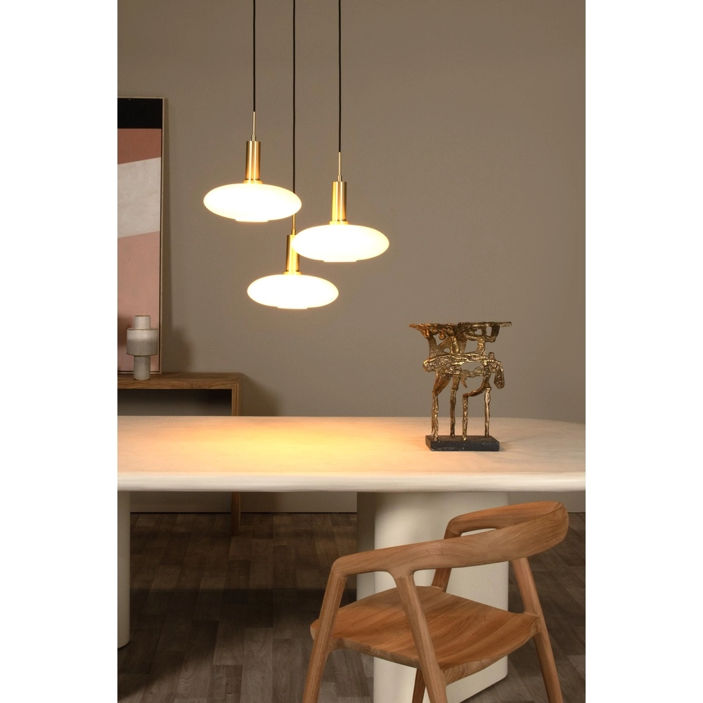Design pendant lamp Singala 3-light round gold with white Lucide 5411212251107