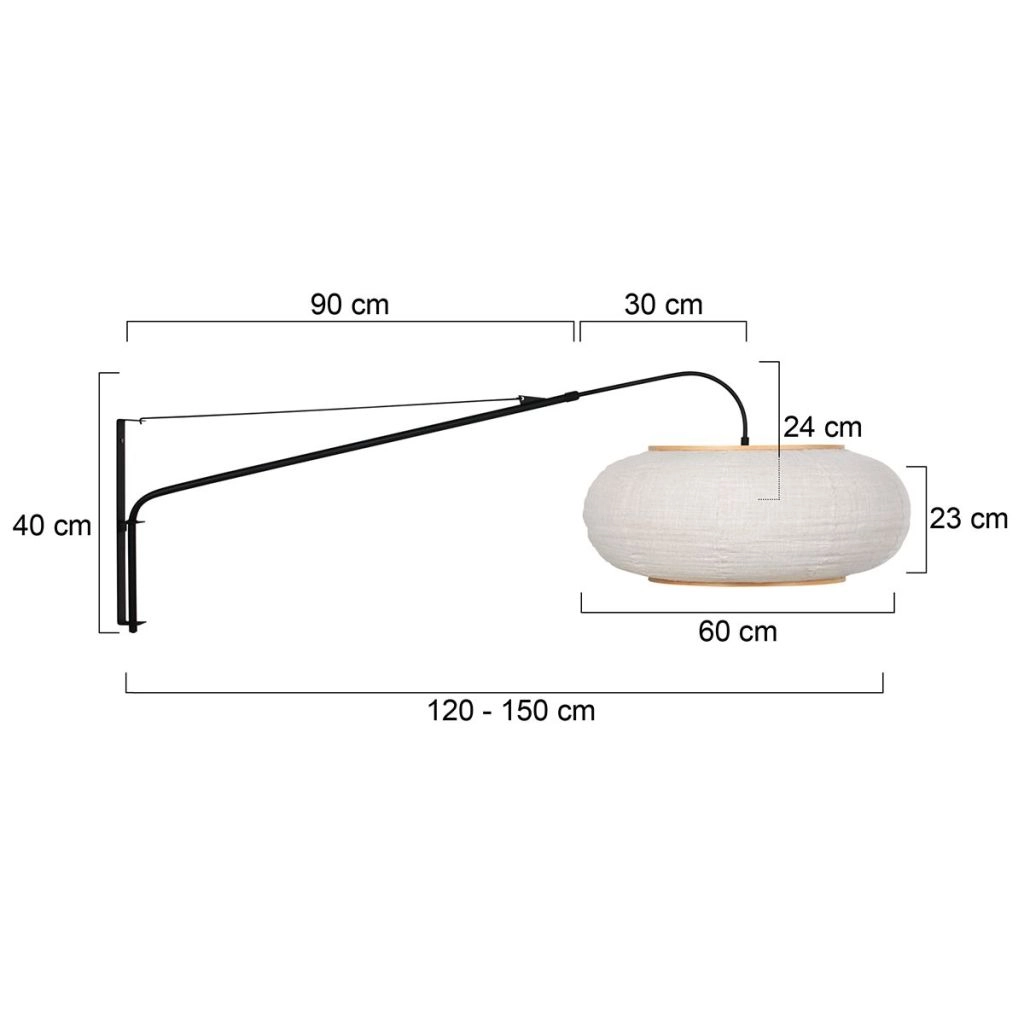 Wall lamp black Silva Alba with white shade Ø60cm Steinhauer 8712746185218