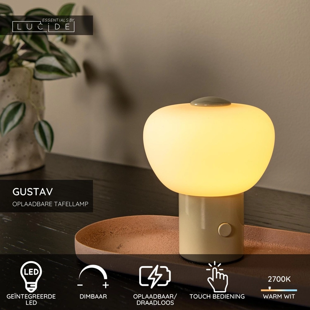 Table lamp rechargeable Gustav sand brown Lucide 5411212442086