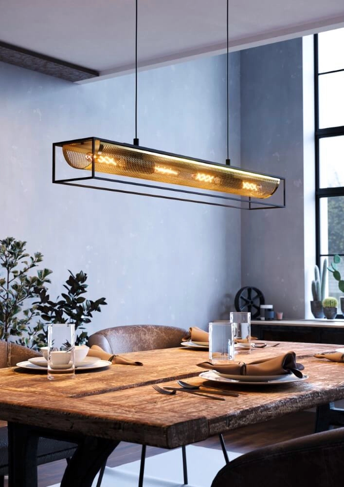 Country Pendant Lamp Nohales black with gold Eglo 9002759437886
