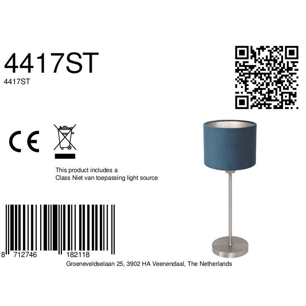 Table lamp Noor with blue hood Steinhauer 8712746182118