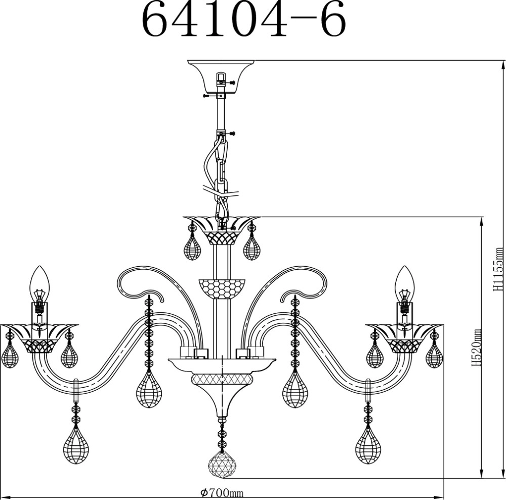 Classic chandelier Dunja chrome Globo 9007371253272