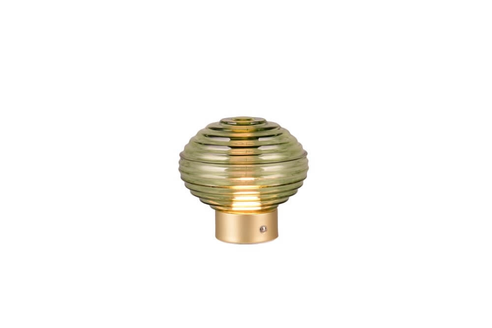 Rechargeable table lamp gold Earl Green glass