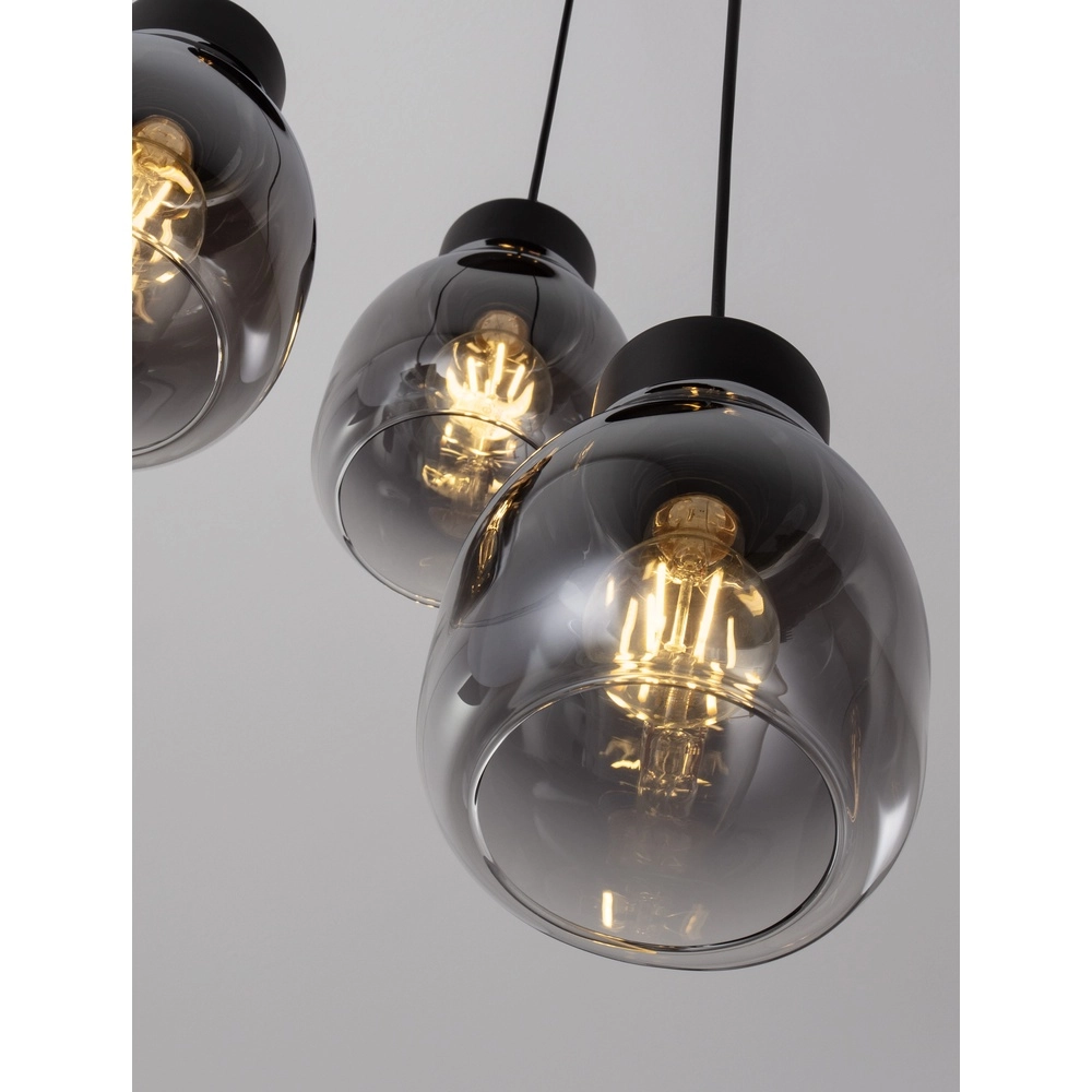Pendant lamp Blacu 3-light black round Lyora 5212017447487