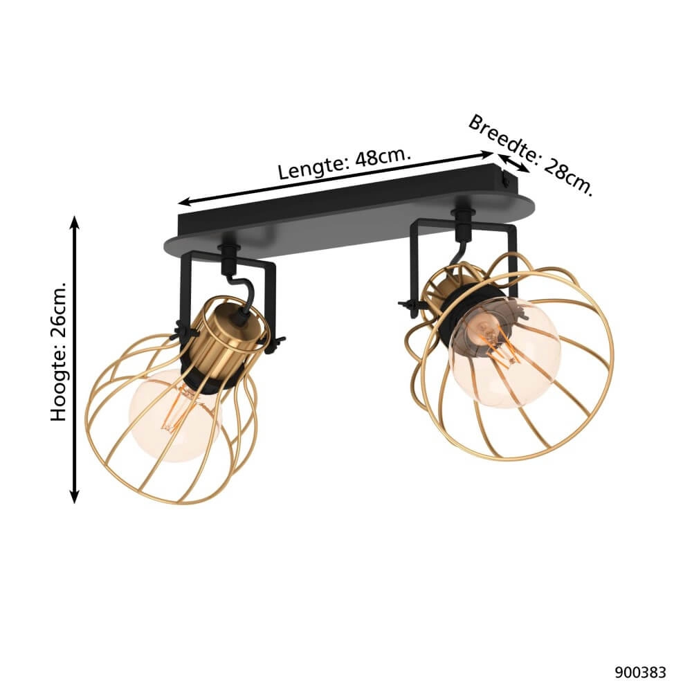 Gold ceiling lamp Sambatello 2x E27 Eglo 9008606243648