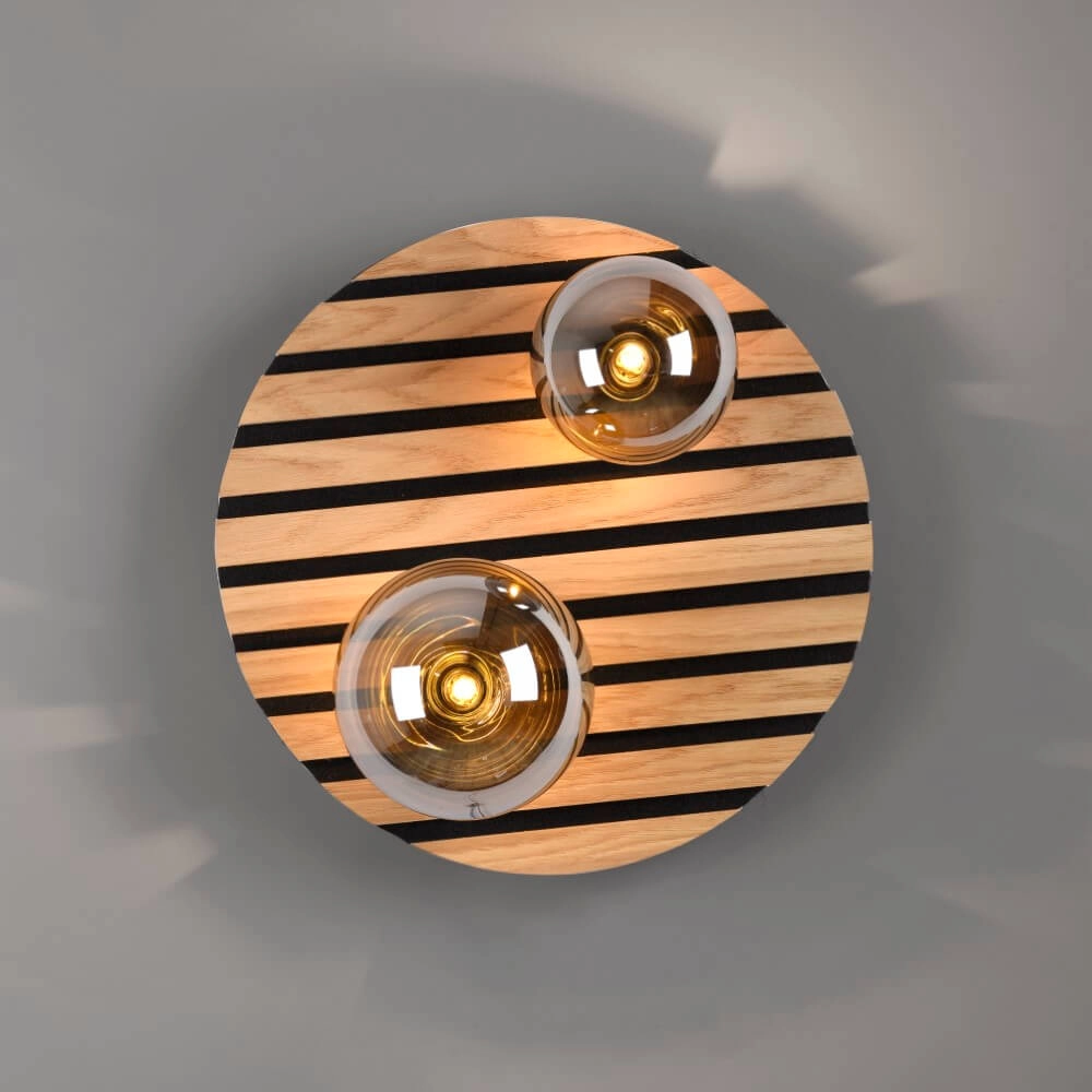 Wooden ceiling lamp Green Stika round Just Light 4043689004231