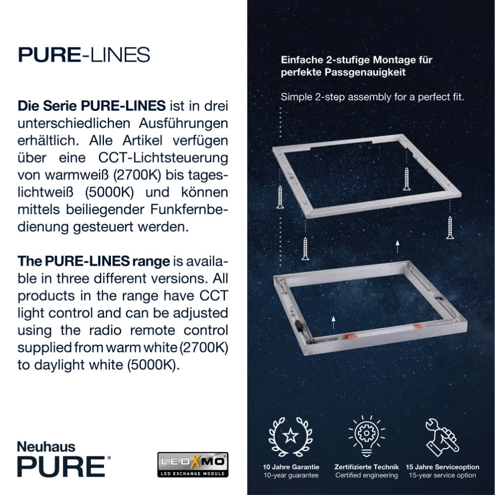 Sleek ceiling lamp Pure Lines Straight aluminum Paul Neuhaus 4012248357897